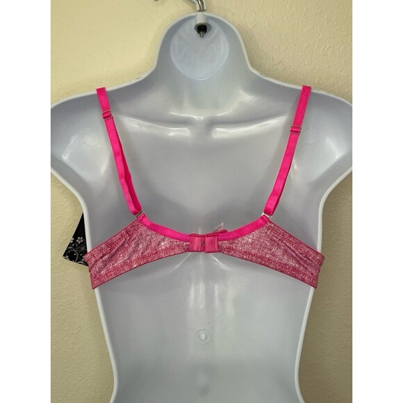 New Barbie Pink Padded Push Up Bra Sexy 36C Bows & Charm - Picture 3 of 12